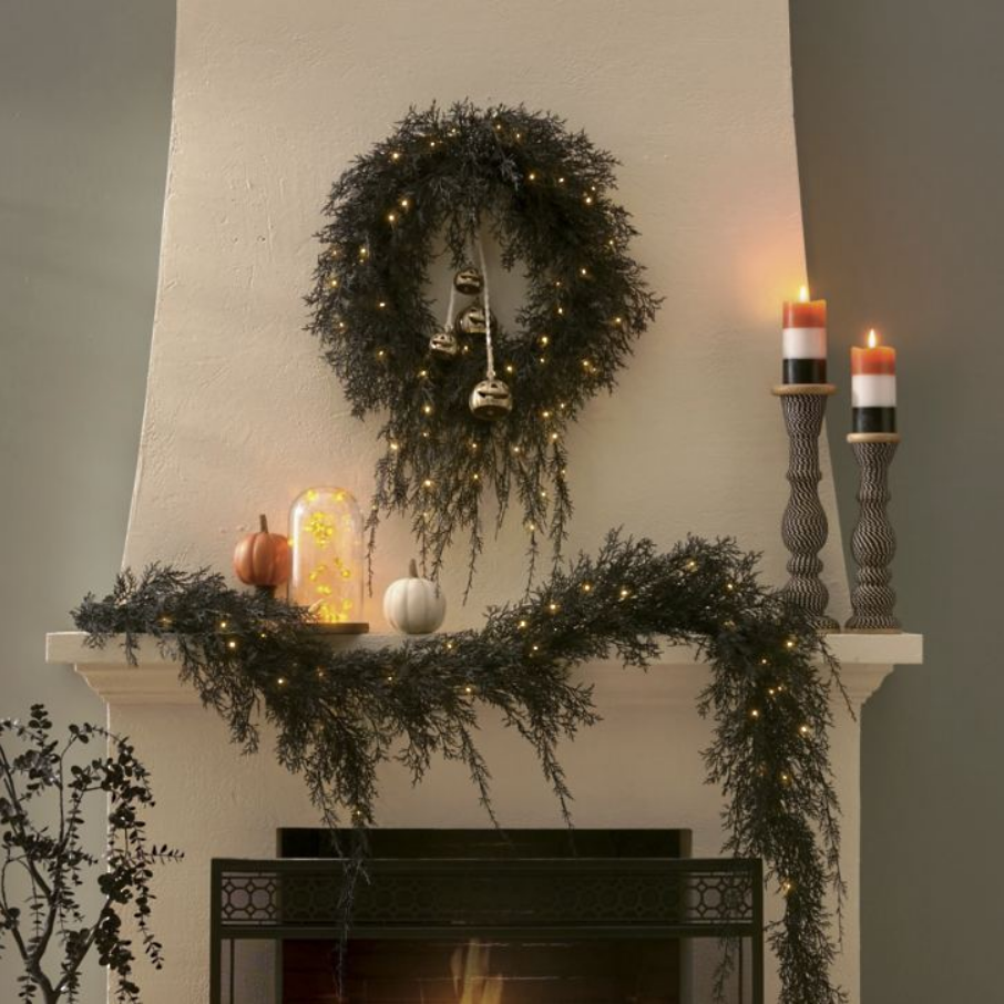 Grandin Road Mini Pumpkin String Lights, Set of Two