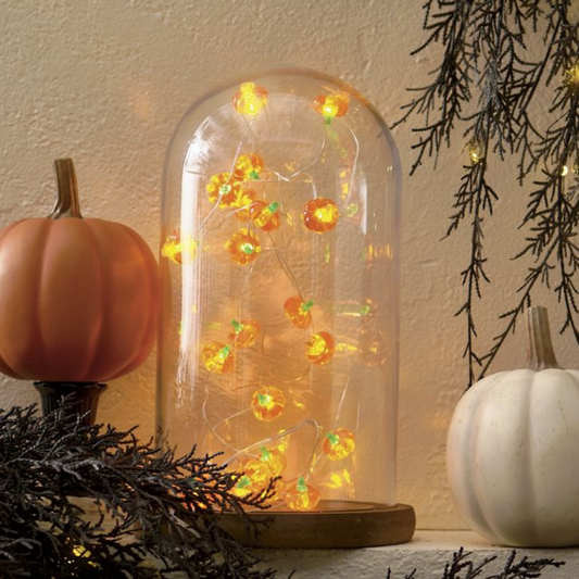 Grandin Road Mini Pumpkin String Lights, Set of Two