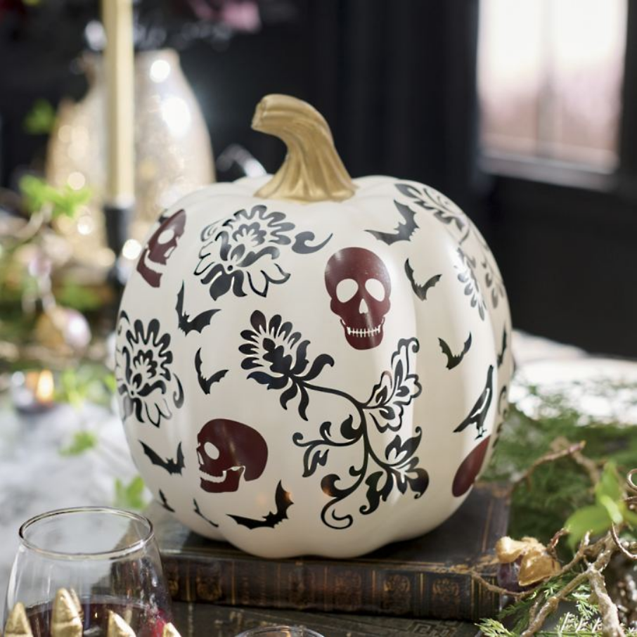 Grandin Road Gothic Toile Pumpkin