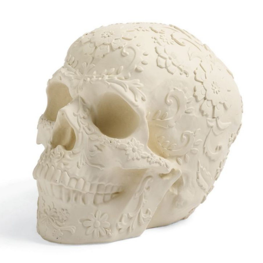Grandin Road Floral Embossed Skull