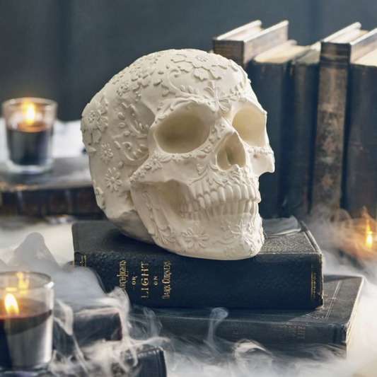 Grandin Road Floral Embossed Skull