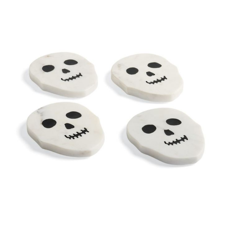 Grandin Road Marble Skull Coaster, Set of Four