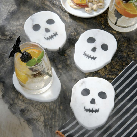 Grandin Road Marble Skull Coaster, Set of Four