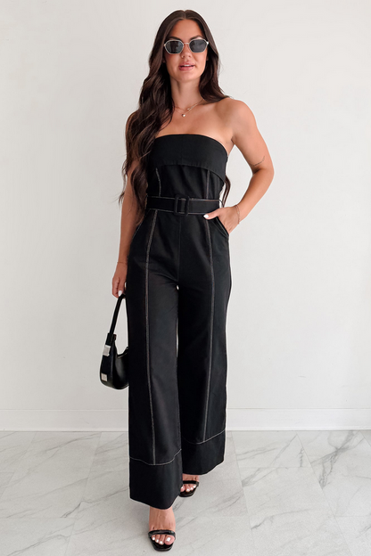 NanaMacs Taste Maker Strapless Wide Leg Jumpsuit (Black)