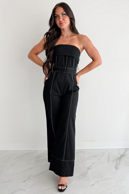 NanaMacs Taste Maker Strapless Wide Leg Jumpsuit (Black)