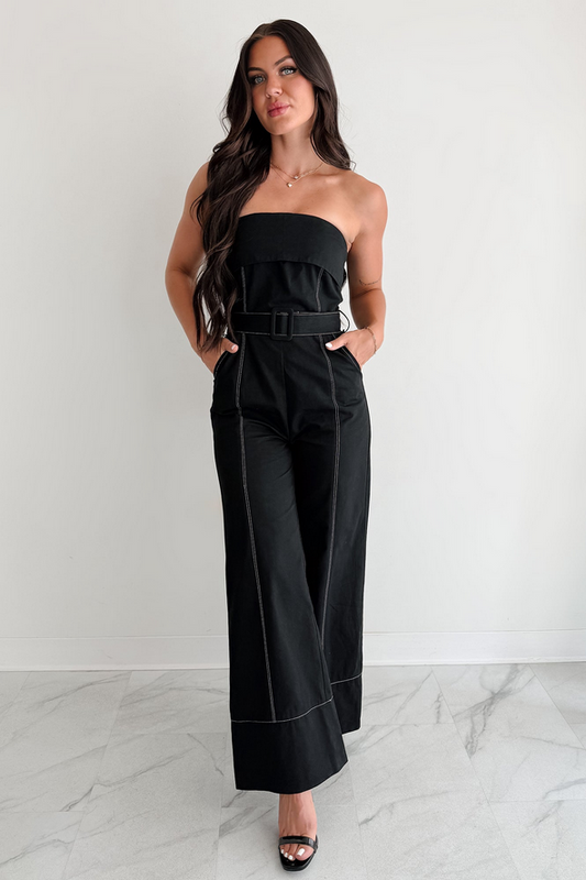 NanaMacs Taste Maker Strapless Wide Leg Jumpsuit (Black)