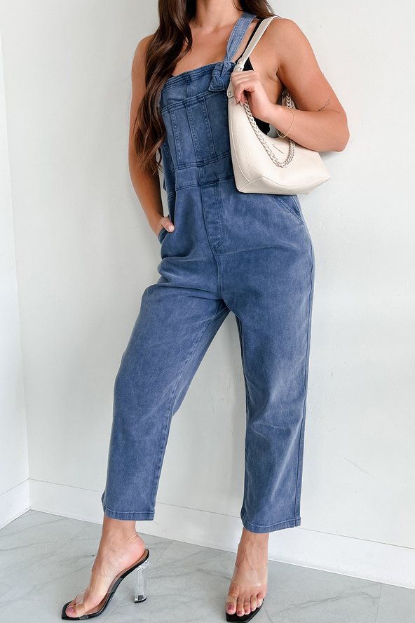 NanaMacs Osmond Knotted Strap Zenana Overalls (Blackberry)