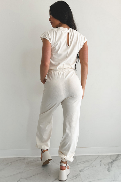 NanaMacs Just The Basics Short Sleeve Jumpsuit (Ivory)