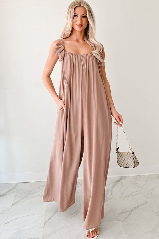 NanaMacs Elegance In Motion Sleeveless Flowy Jumpsuit (Mocha)