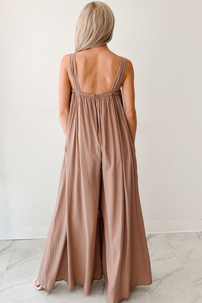 NanaMacs Elegance In Motion Sleeveless Flowy Jumpsuit (Mocha)