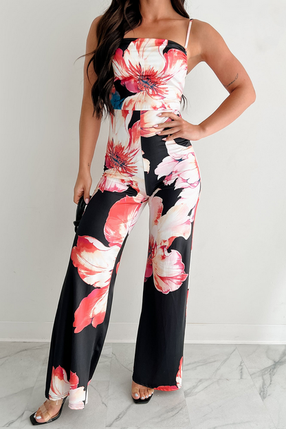NanaMacs Peony Promise Sleeveless Floral Jumpsuit (Black/Multi)