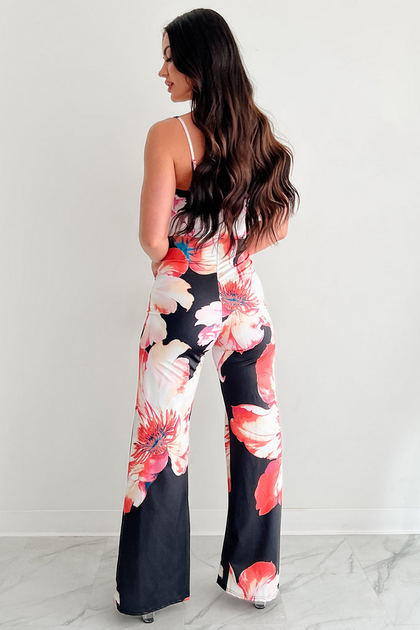 NanaMacs Peony Promise Sleeveless Floral Jumpsuit (Black/Multi)