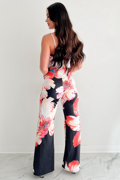 NanaMacs Peony Promise Sleeveless Floral Jumpsuit (Black/Multi)