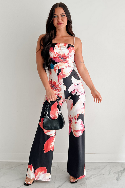 NanaMacs Peony Promise Sleeveless Floral Jumpsuit (Black/Multi)