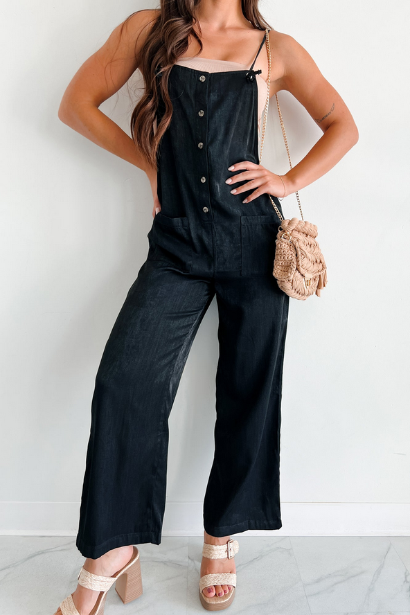 NanaMacs Cutest Aesthetic Button Front Jumpsuit (Black)