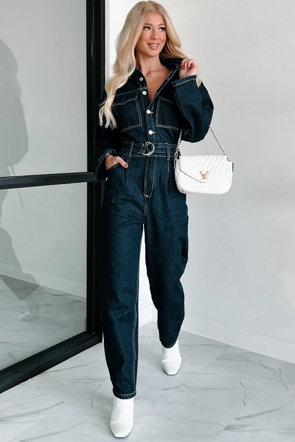 NanaMacs Harvest Hopes Denim Jumpsuit (Dark Indigo)
