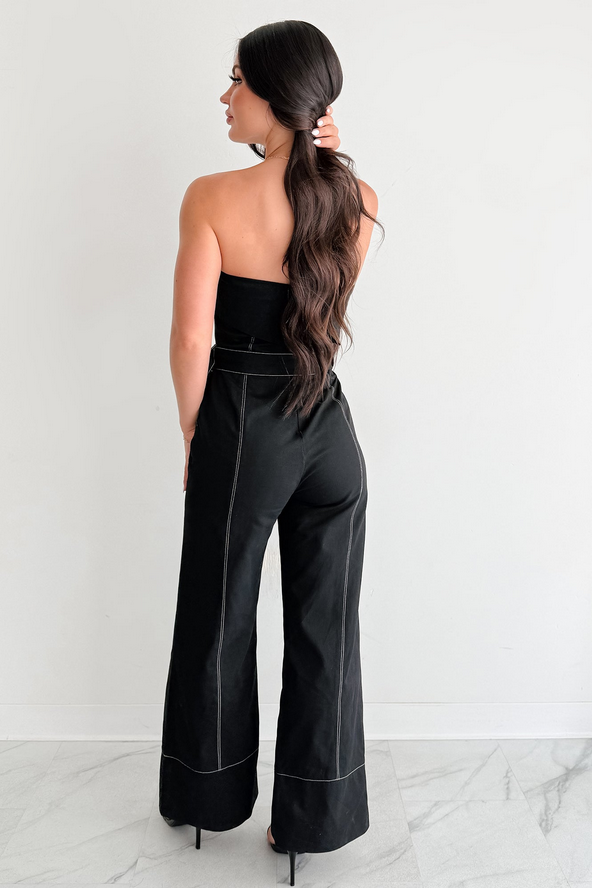 NanaMacs Taste Maker Strapless Wide Leg Jumpsuit (Black)
