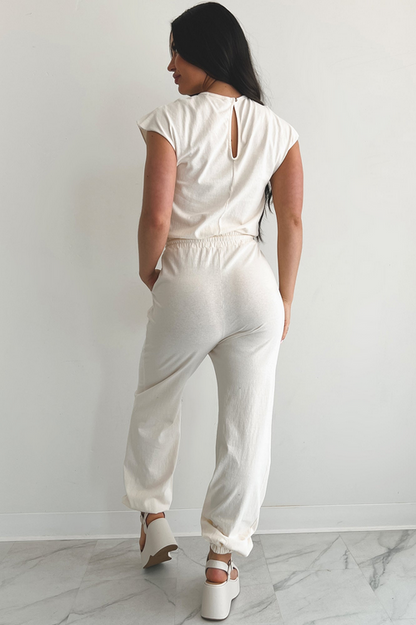 NanaMacs Just The Basics Short Sleeve Jumpsuit (Ivory)