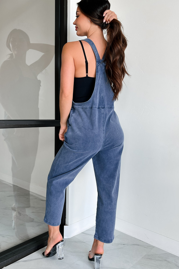 NanaMacs Osmond Knotted Strap Zenana Overalls (Blackberry)