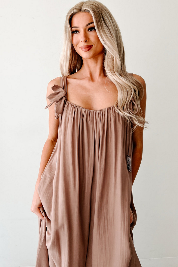 NanaMacs Elegance In Motion Sleeveless Flowy Jumpsuit (Mocha)