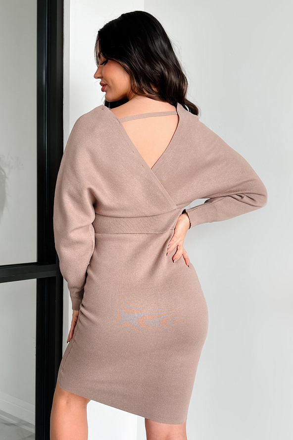 NanaMacs Said My Piece Sweater Knit Midi Dress (Mocha)