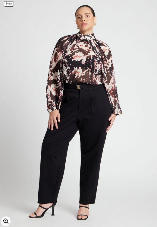 ELOQUII Women's Draped Sleeve Chiffon Top