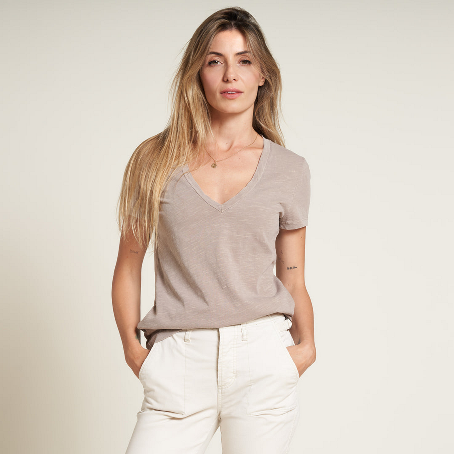Rowan Women's Tyler Deep V Neck Slub Tee - Core