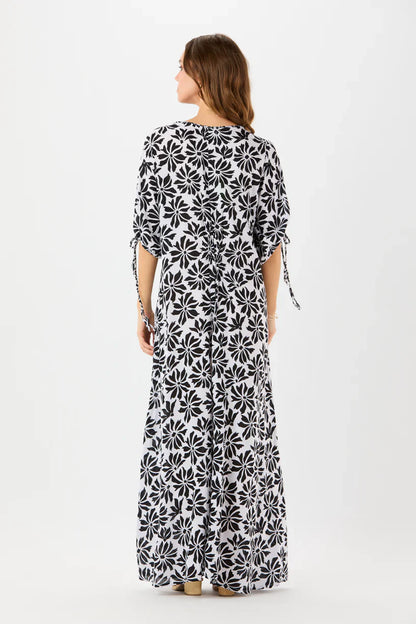 Tiare Hawaii Todos Santos Maxi Dress - Abstract Flowers White