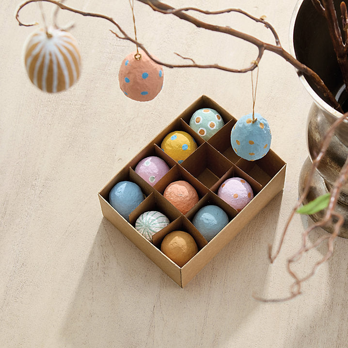 Ballard Designs Cotton Mache Hanging Easter Eggs - Set of 12