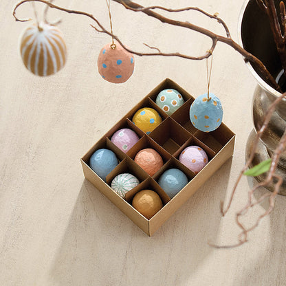 Ballard Designs Cotton Mache Hanging Easter Eggs - Set of 12