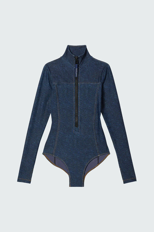 Watskin Sunwear Danielle Bodysuit in Denim Blue