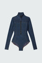 Watskin Sunwear Danielle Bodysuit in Denim Blue