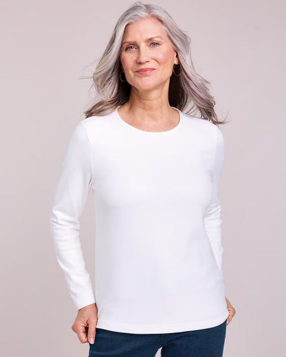 BLAIR Women’s Top Cozy Long Sleeve Tee (Women Plus) - x3
