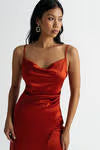 Tobi Emma Satin Cowl Neck Midi Dress