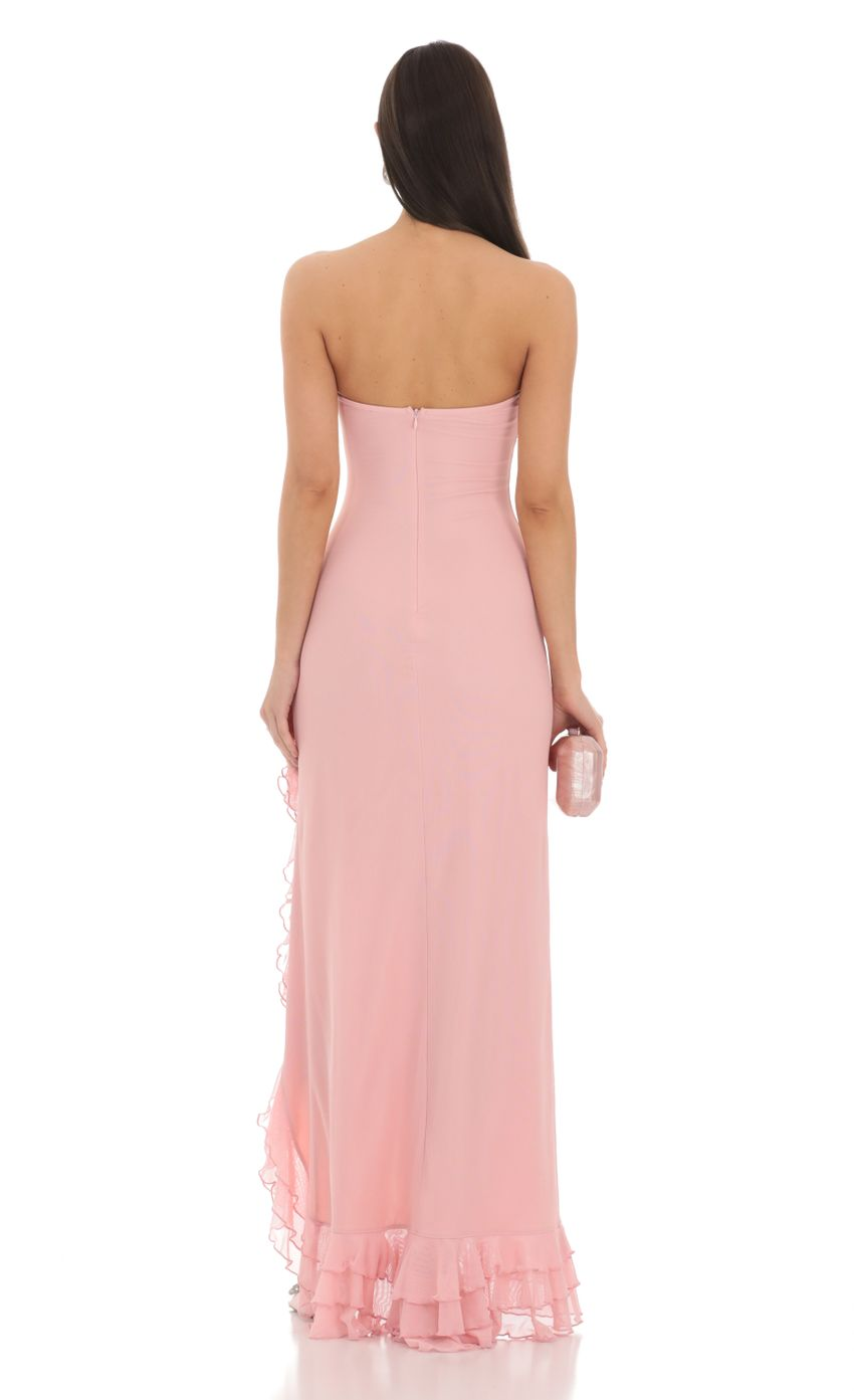 Lucy in the Sky Strapless Mesh Ruffle Maxi Dress