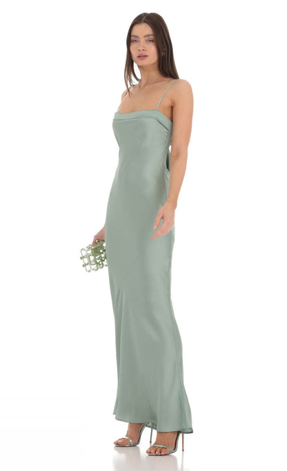 Lucy in the Sky Satin Open Back Maxi Dress