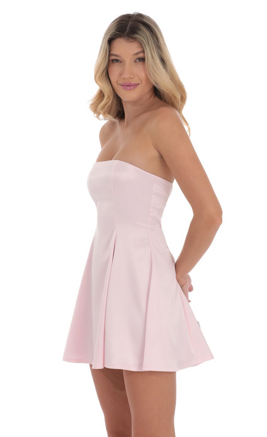 Lucy in the Sky Strapless Satin Fit and Flare Dress