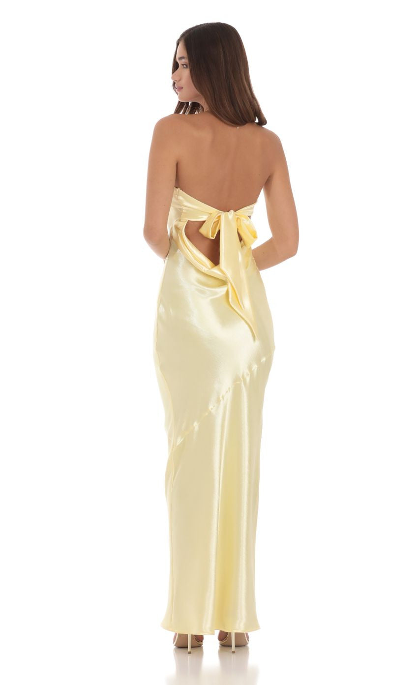 Lucy in the Sky Strapless Satin Open Back Maxi Dress
