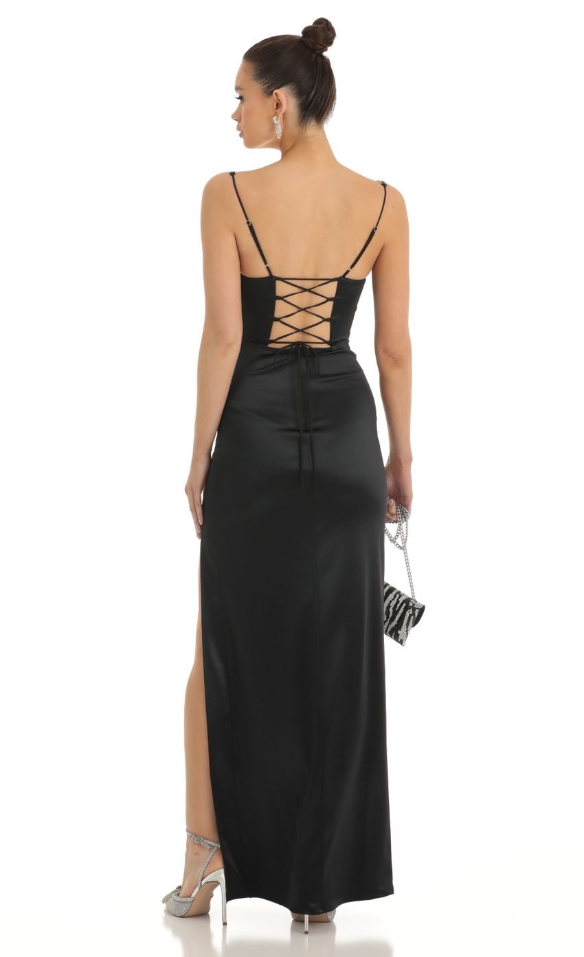 Lucy in the Sky Satin Rhinestone Maxi Dress 1
