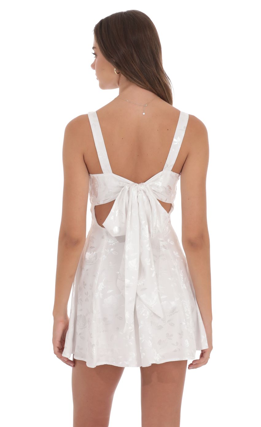 Lucy In The Sky Floral Jacquard A-Line Dress in White