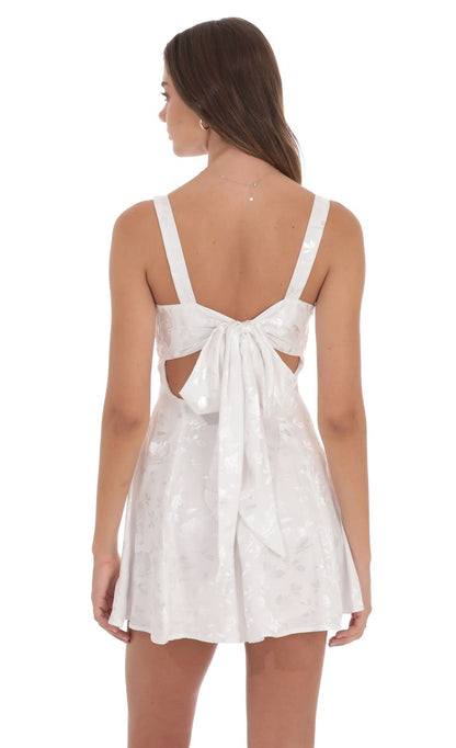 Lucy In The Sky Floral Jacquard A-Line Dress in White