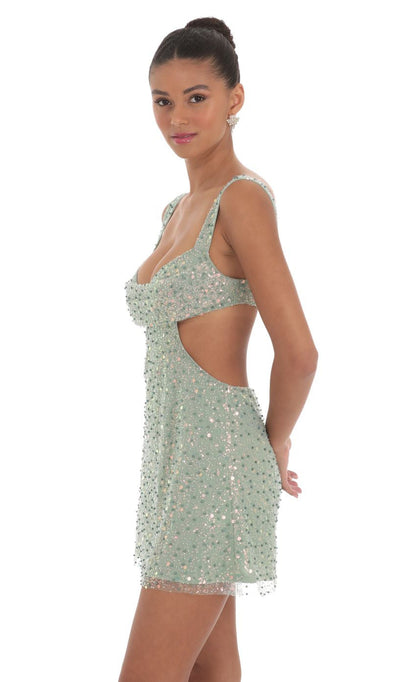 Lucy in the Sky Sequin Pearl Cutout Dress