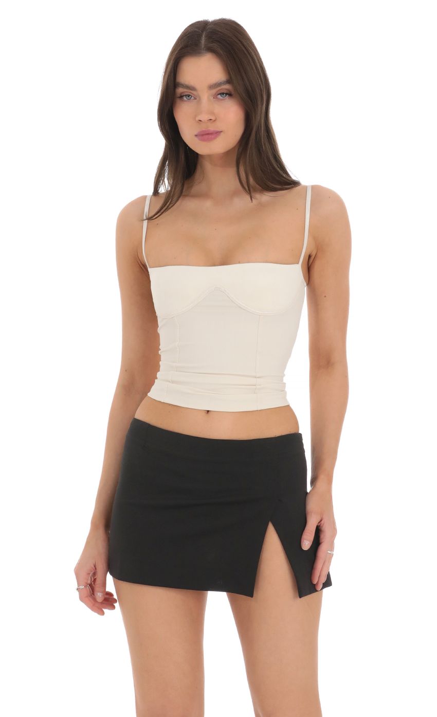 Lucy in the Sky Suede Bust Top in Cream