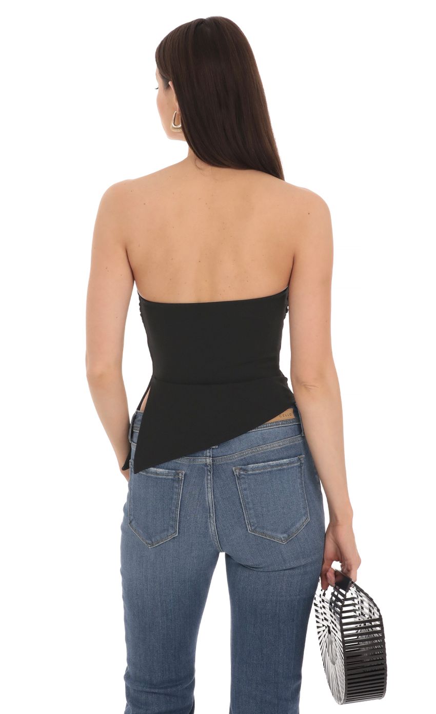 Lucy in the Sky Strapless Side Slit Top