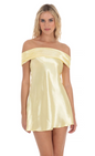 Lucy in the Sky Satin Off Shoulder Dress