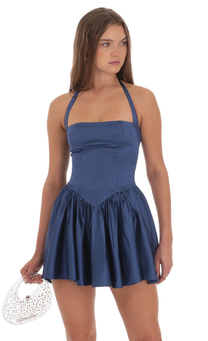 Lucy in the Sky Satin Halter A-line Dress