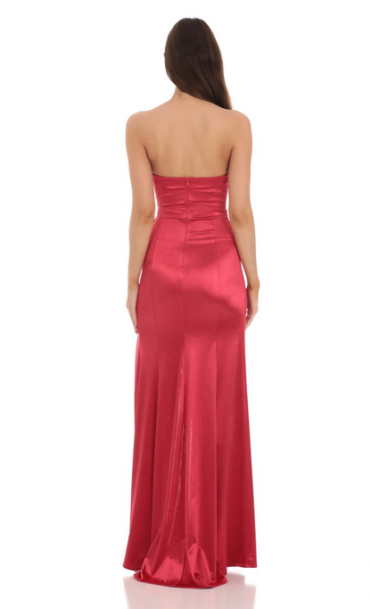 Lucy in the Sky Strapless Satin Maxi Dress