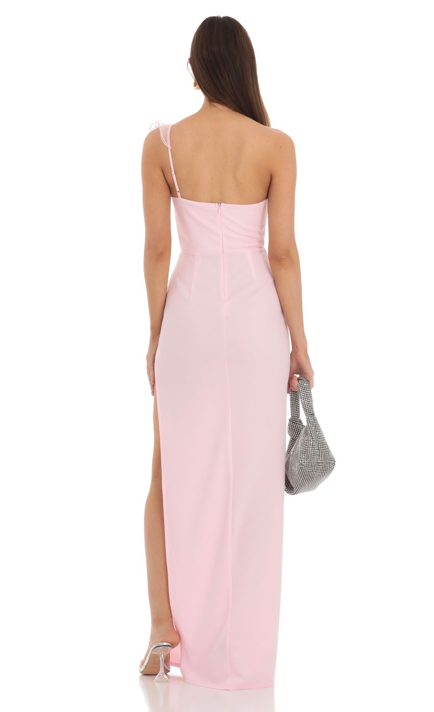 Lucy in the Sky Corset Cross One Shoulder Dress in Pink