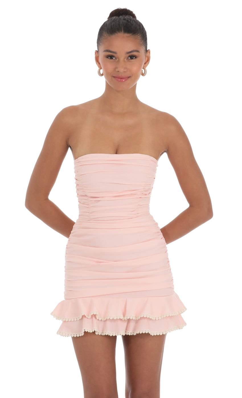 Lucy in the Sky Strapless Ruched Bodycon Dress