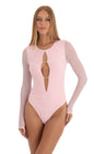 Lucy in the Sky Mesh Bodysuit in Pink